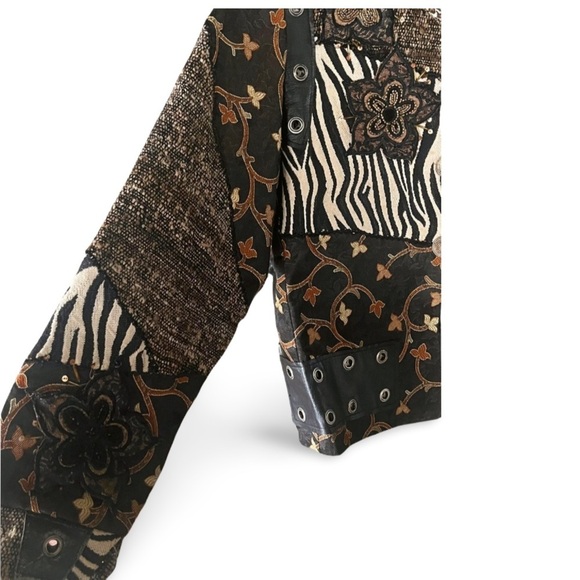 Sandy Starkman Silk and Leather Vintage Patchwork Jacket - Picture 3 of 14